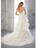 Ivory Lace Tulle Wedding Dress With Horsehair Edge